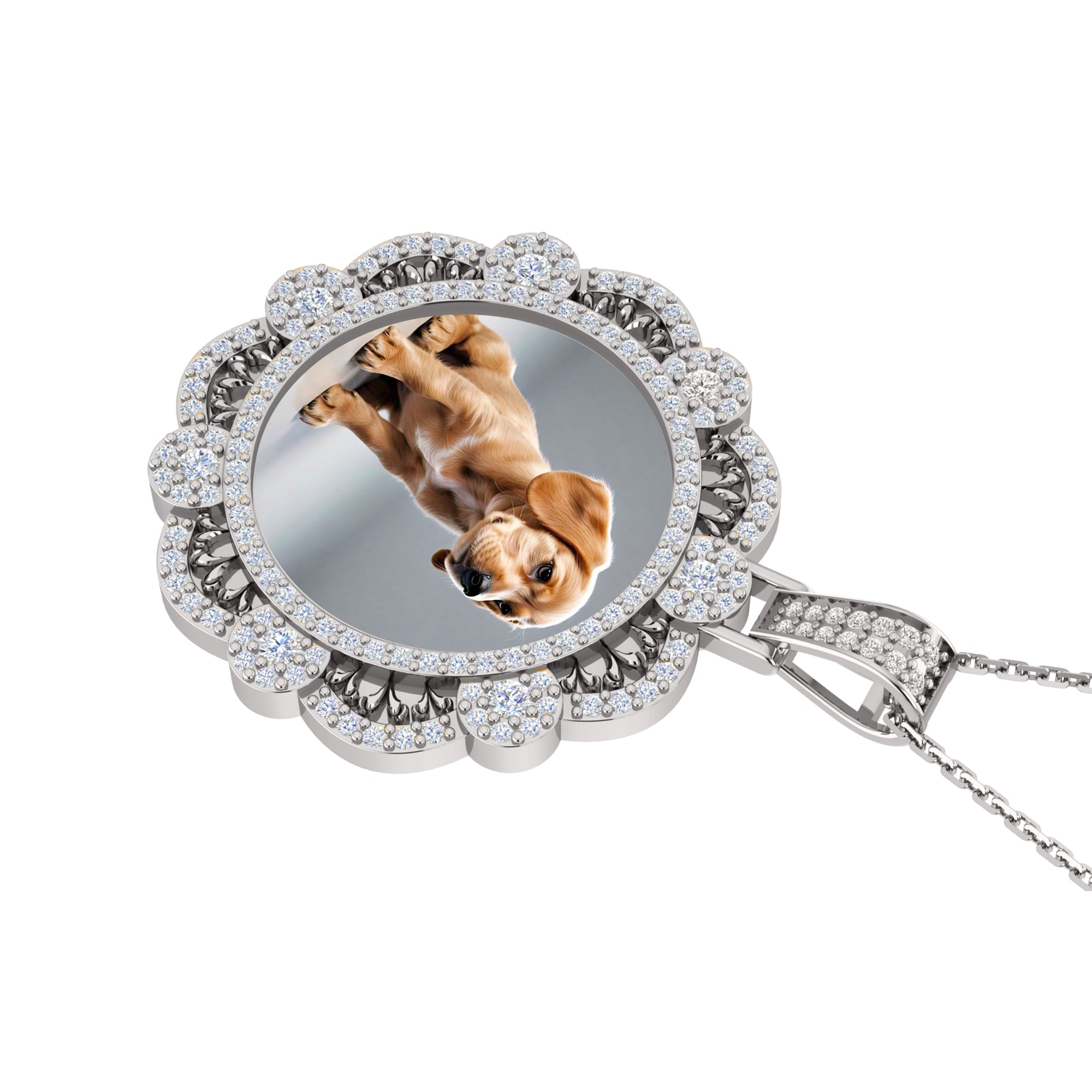 RKC 0,87 Karat Moissanit-Blumenfoto-Anhänger, 925er Silberschmuck, 14 Karat Gelbgold vergoldet, Gewicht 5,50 g, Höhe 26 mm