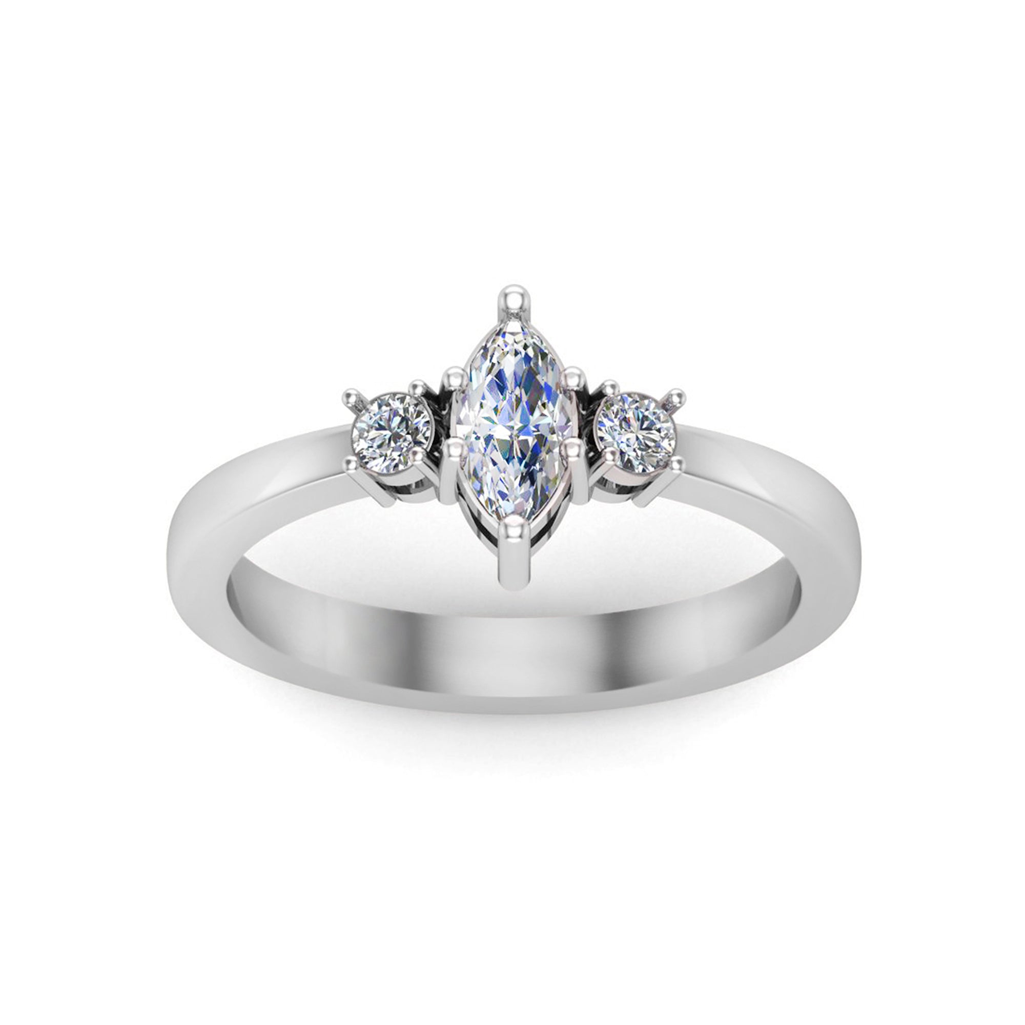 RKC Marquise-Moissanit-Statement-Ring, 925er Silber, 14 Karat Gelbgold vergoldet, Ring für Damen, Gewicht 2,40 g, Breite 2,50 mm