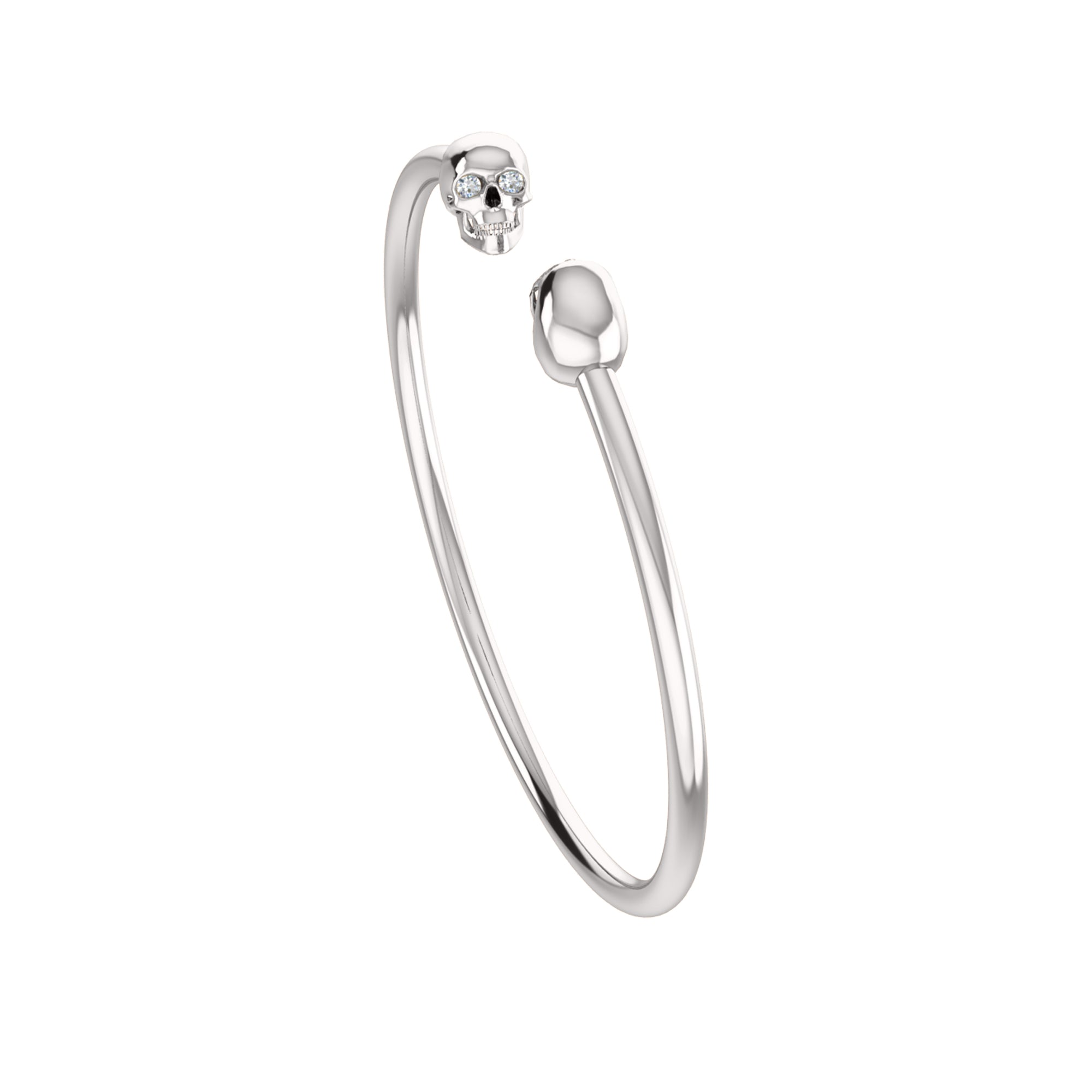 RKC 925 Sterling Silber 0,1 Karat Moissanit Damen-Totenkopf-Armreif, 14 Karat Roségold vergoldet, Gewicht 10,00 g, Höhe 50,00 mm