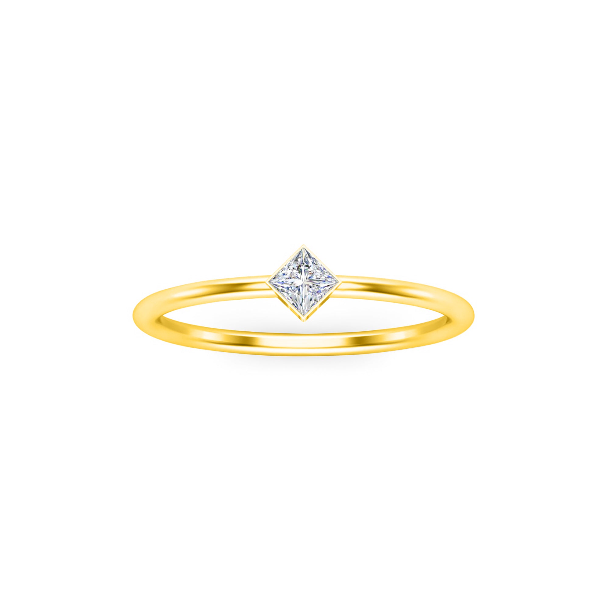 RKC Princess Cut Moissanit Solitär Verlobungsring 925 Silber 14K Roségold vergoldet