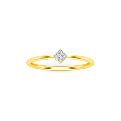 RKC Princess Cut Moissanit Solitär Verlobungsring 925 Silber 14K Roségold vergoldet