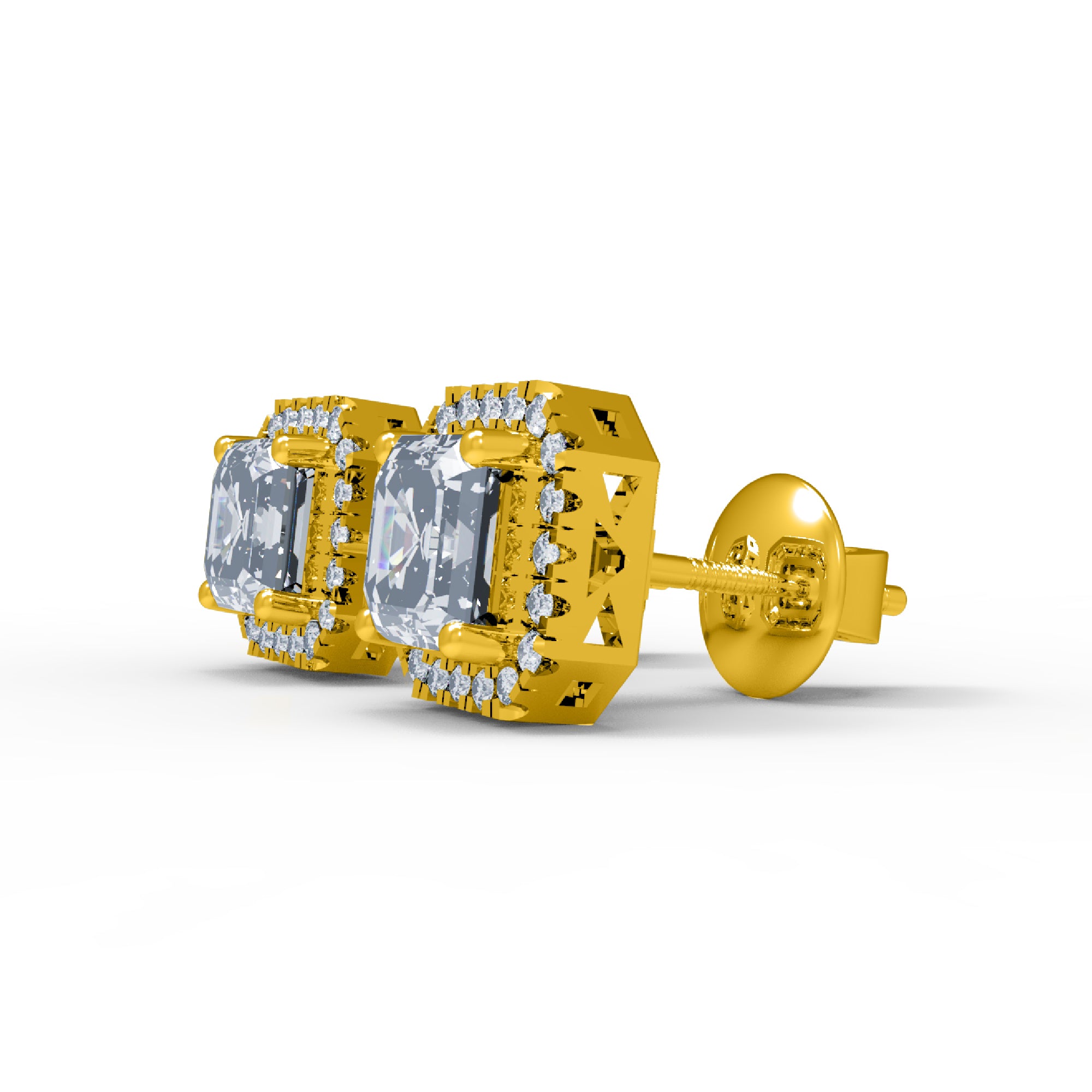 Orecchino da donna a bottone in argento sterling RKC 925 14k giallo sopra peso 2,3 Gm altezza 7,80 MM