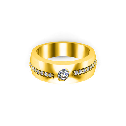 RKC Rundschliff-Moissanit-Verlobungsring, 925er Silber, 18 Karat Roségold vergoldet, für Herren, Gewicht 4 g, Breite 4,50 mm