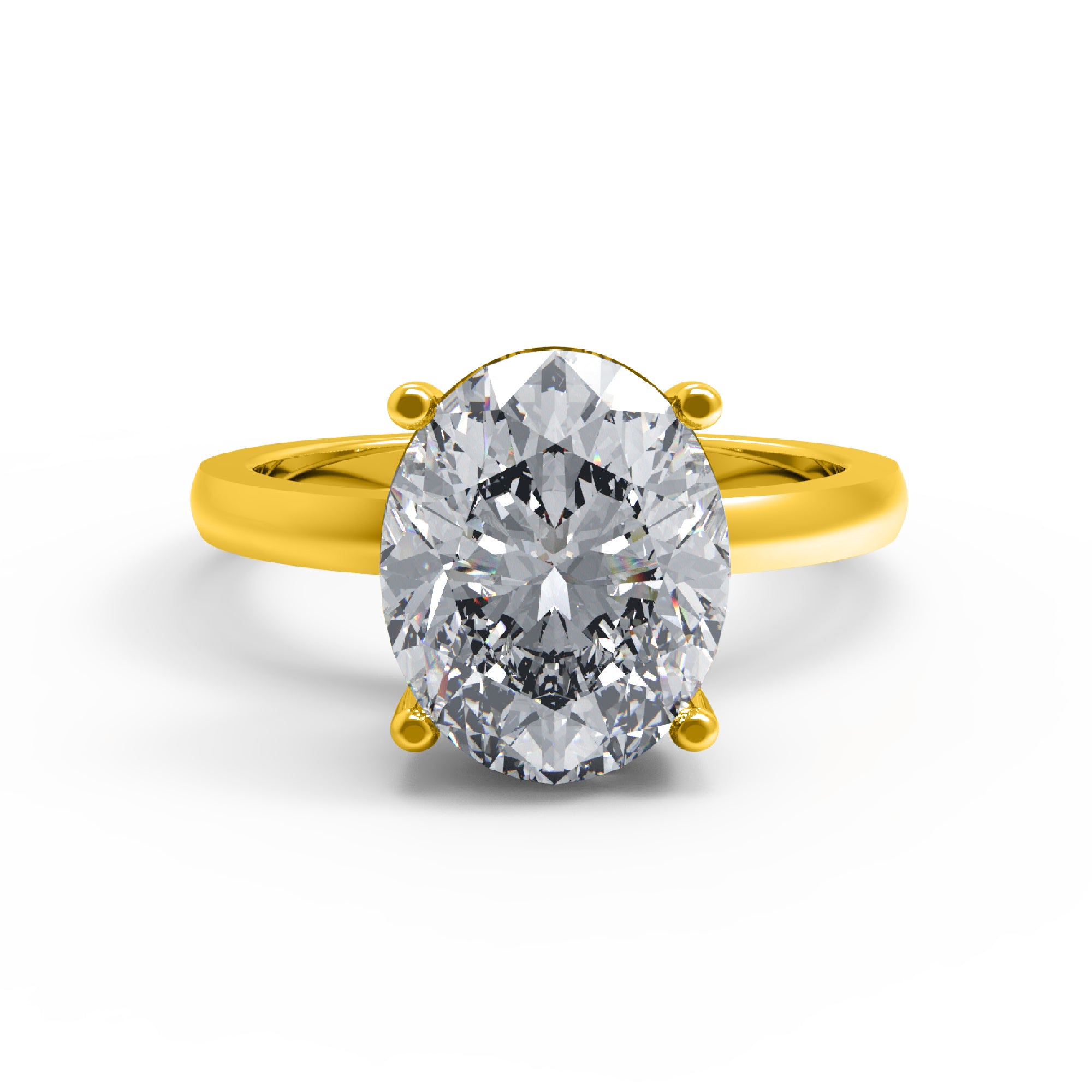 Anello di fidanzamento con moissanite a taglio ovale RKC da 5 ct, argento 925, placcato in oro giallo 14k per donna, peso 3,20 g.