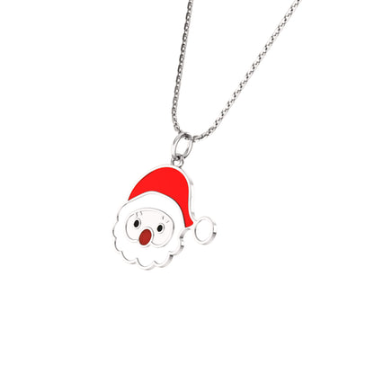 Ciondolo Babbo Natale smaltato RKC in argento 925 placcato in oro bianco 14 carati Peso 5,00 GM Altezza 21,00 MM