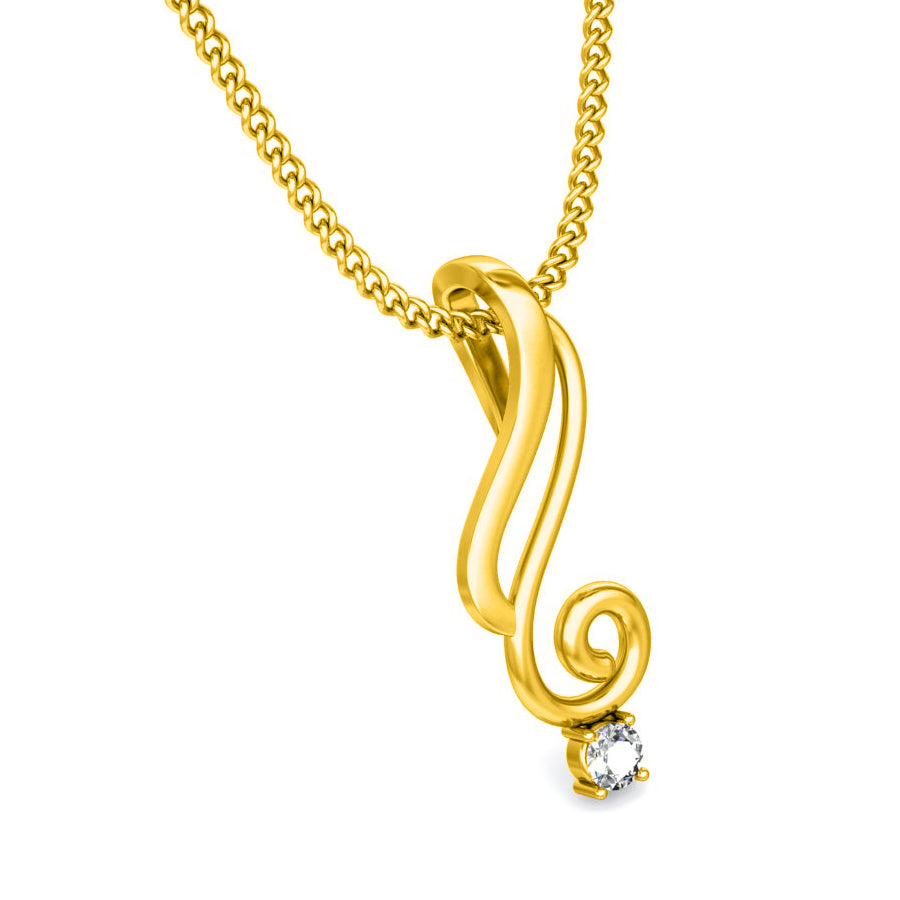 Ciondolo in moissanite da donna in argento sterling 925 RKC da 0,03 ct, finitura in oro rosa 14 carati, peso 2,5 g, altezza 16 mm