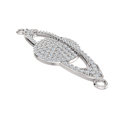 Ciondolo Saturno Moissanite RKC da 0,58 ct, gioielli in argento 925, placcato oro rosa 14 carati, peso 4,20 g, altezza 10,50 mm