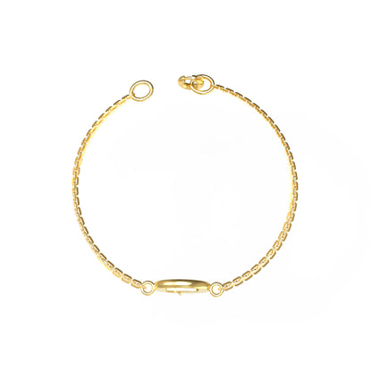 Bracciale iniziale a forma rotonda in argento sterling RKC 925, regalo per lei, placcato in oro giallo 14 carati, peso 3,25 g