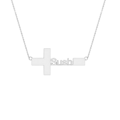 RKC SUSH Name Cross Shape Pendant Necklace Birthday Gift For Girls 925 Sterling Silver