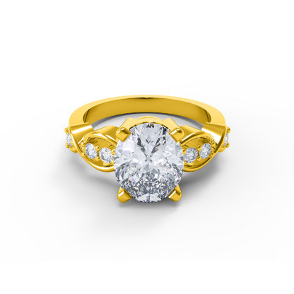 RKC Moissanit-Hochzeitstagsring im Ovalschliff, 925er Sterlingsilber, 14 Karat Gelbgold vergoldet, Gewicht 4,50 g, Breite 2,50 mm