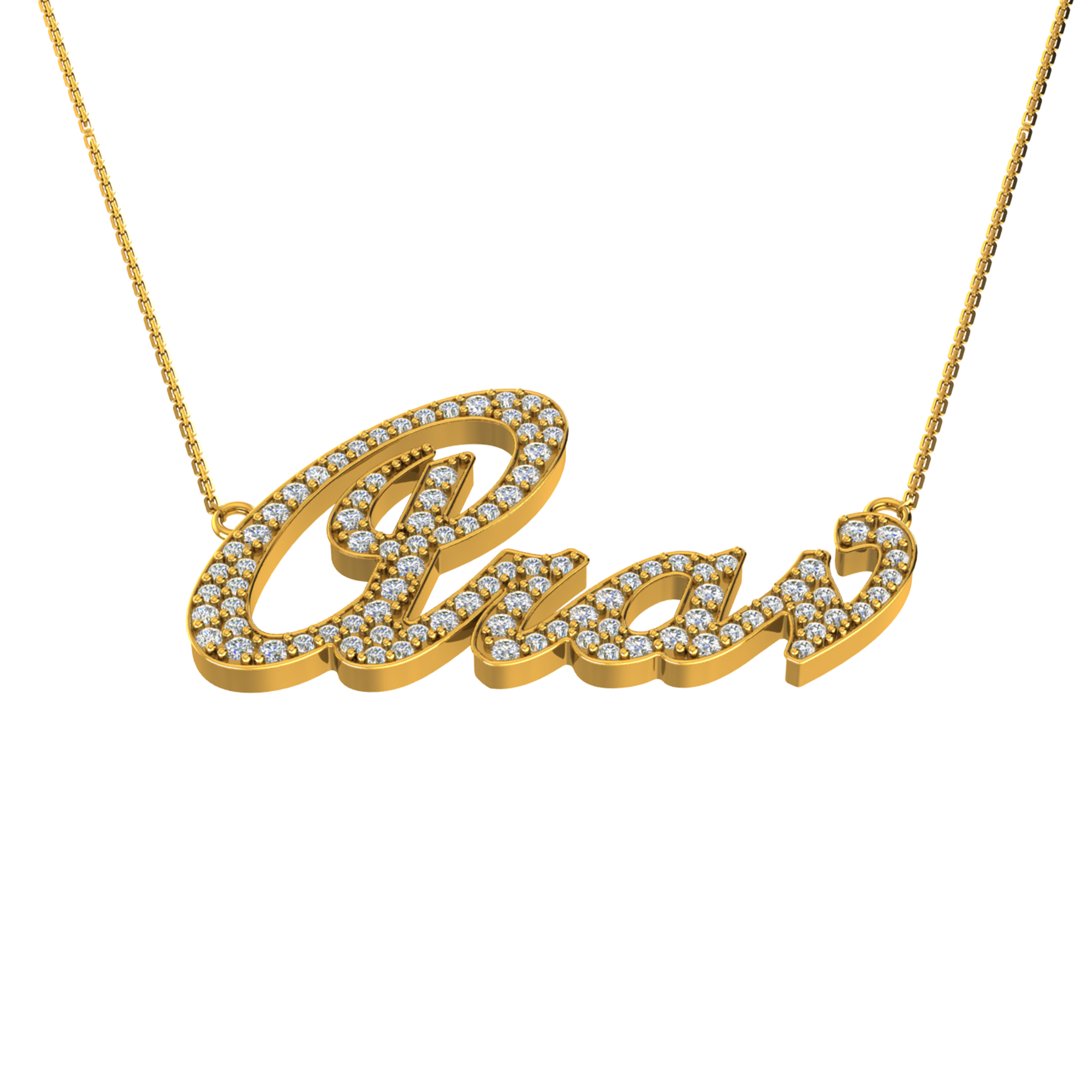RKC Moissanite /Cubic Zirconia Initial Customize Name Pendant Necklace 14k Yellow Gold Plated