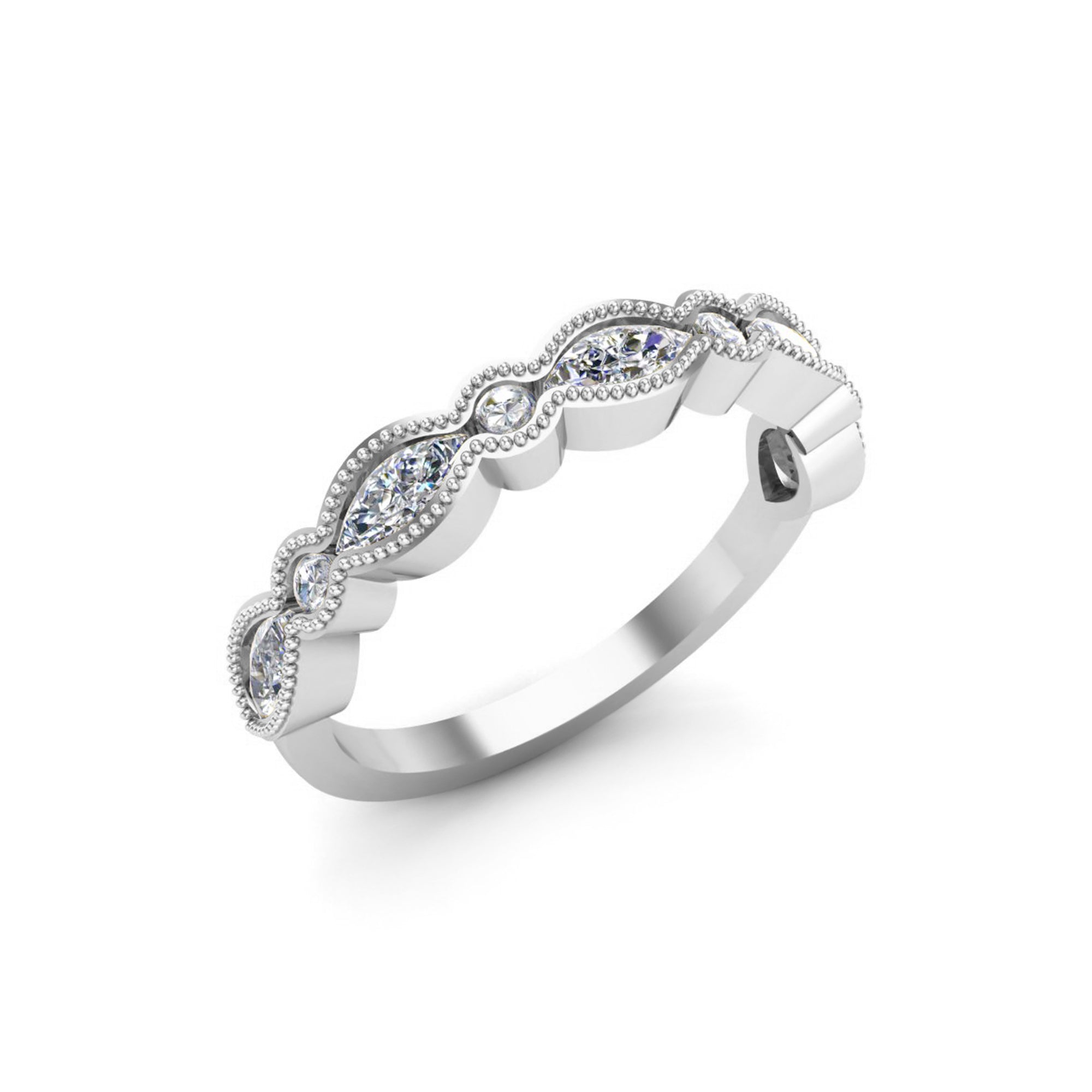 Anello a fascia minimalista da donna RKC Marquise Moissanite Anello in argento sterling 925 placcato oro rosa 14 carati Peso 2 g Larghezza 1,80 mm