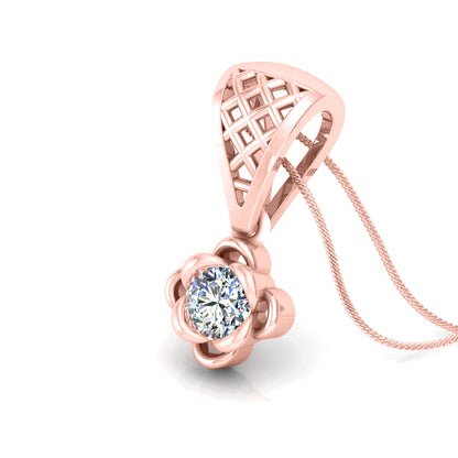 RKC handgefertigter Tropfen-Anhänger mit Blumen-Moissanit-Motiv aus Sterlingsilber, 14 Karat Weißgold vergoldet