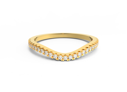 Fede nuziale da donna curva Moissanite RKC, oro giallo su argento sterling 925, peso 1,30 g.
