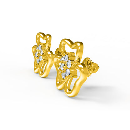 RKC 925 Sterling Silber Damen-Ohrring mit Blumenmuster für den täglichen Gebrauch, 14 Karat Rose über Produktgewicht 2,20 GM, Höhe 11,40 mm