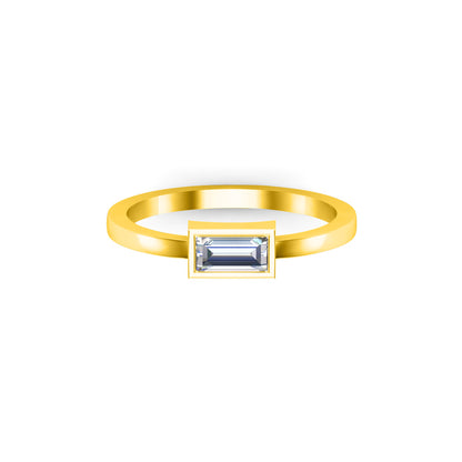RKC 925 Sterling Silber Baguette-Solitärring für Sie, Gewicht 1,80 g, Breite 1,60 mm