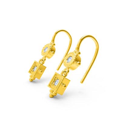 RKC Damen-Ohrring aus 925er-Sterlingsilber, 14 Karat Gelb, Produktgewicht: 4,20 GM, Höhe: 25,00 mm