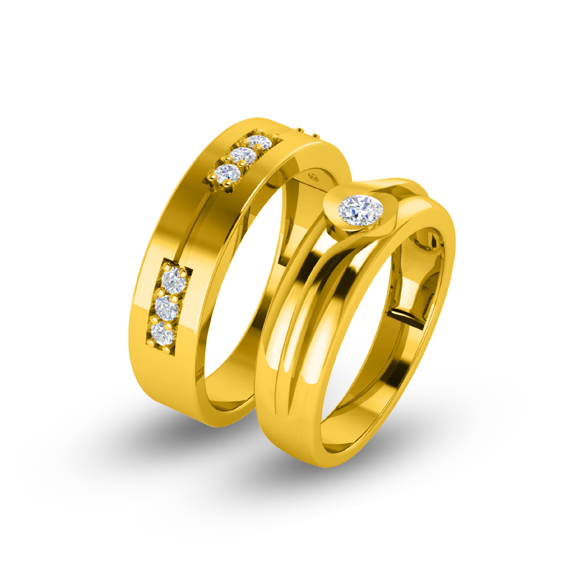RKC Runde 0,44 Karat Moissanit-925-Silber-Hochzeitspaar-Bänder für die Braut, 14 Karat Roségold vergoldet, Gewicht 8 g
