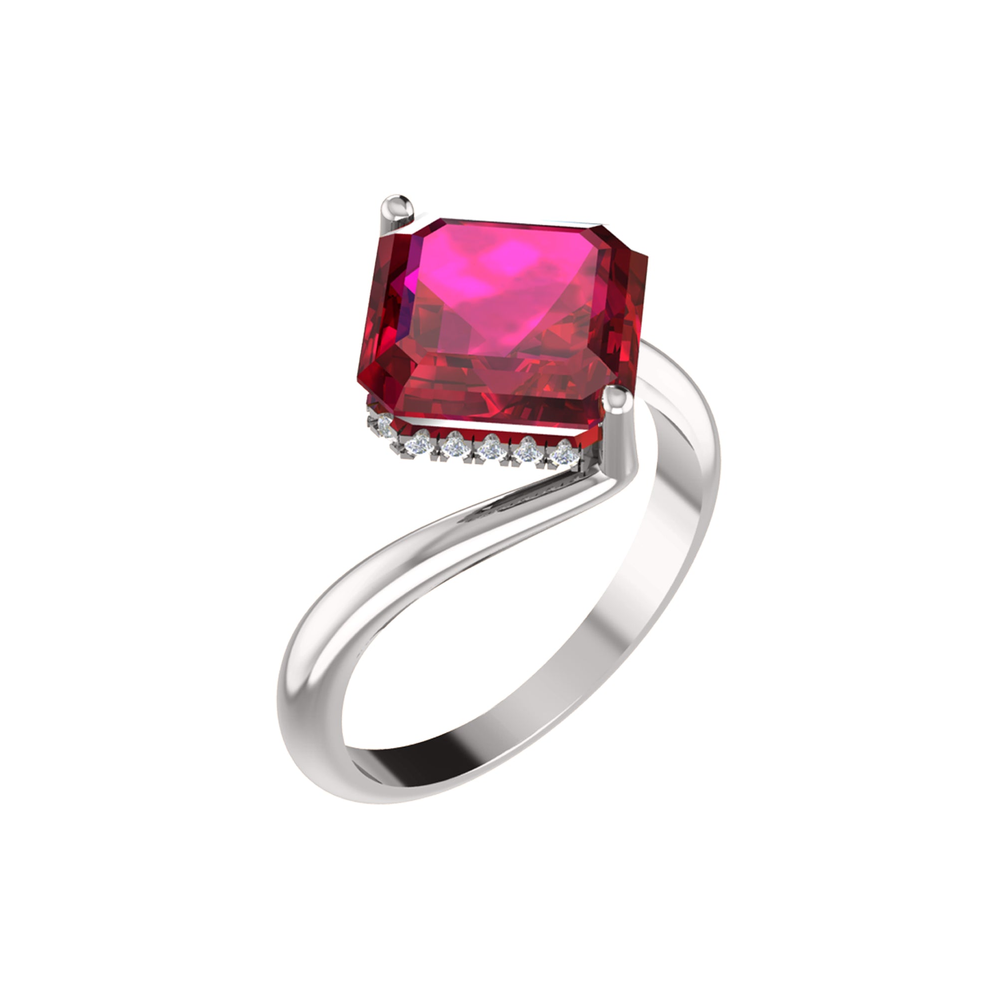 RKC Zircon Squared Beautiful Classic Solitaire Engagement Ring 14k Gold Over Birthday Gift
