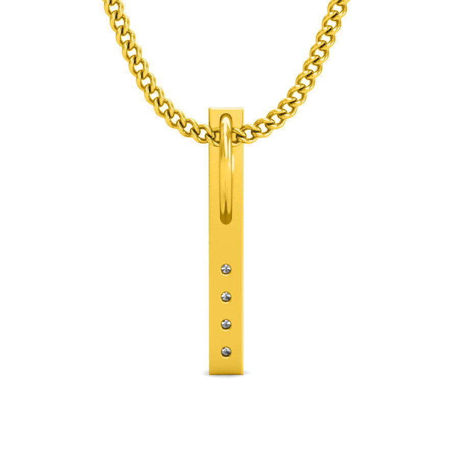 Ciondolo in moissanite da 0,04 lingotto in argento sterling RKC, regalo per lei, finitura in oro giallo 14 carati, peso 2,4 g, altezza 14 mm
