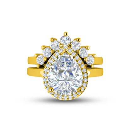 RKC 2,93 ct taglio a pera moissanite affascinante set da sposa in argento 925 per donna placcato oro rosa 14 carati peso 6,5 g