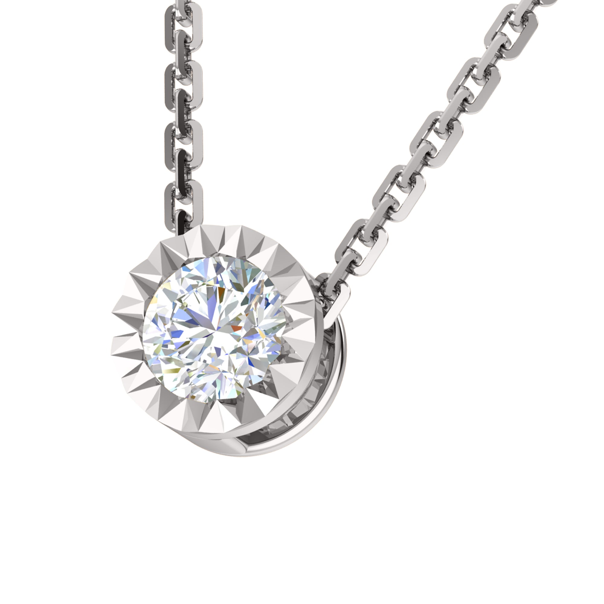 RKC 0,50 Karat Moissanit-Solitär-Anhänger, 925er Silberschmuck, 14 Karat Weißgold vergoldet, Gewicht 2,60 g