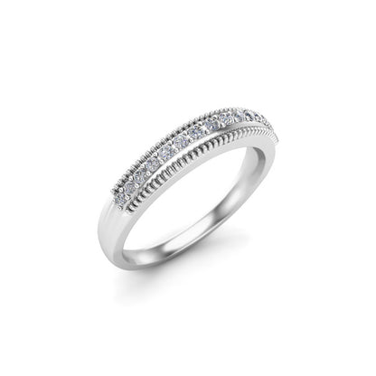 Anello a fascia nuziale mezza eternità rotondo RKC con moissanite, argento sterling 925, placcato oro rosa 14 carati, peso 3,80 g, larghezza 2 mm
