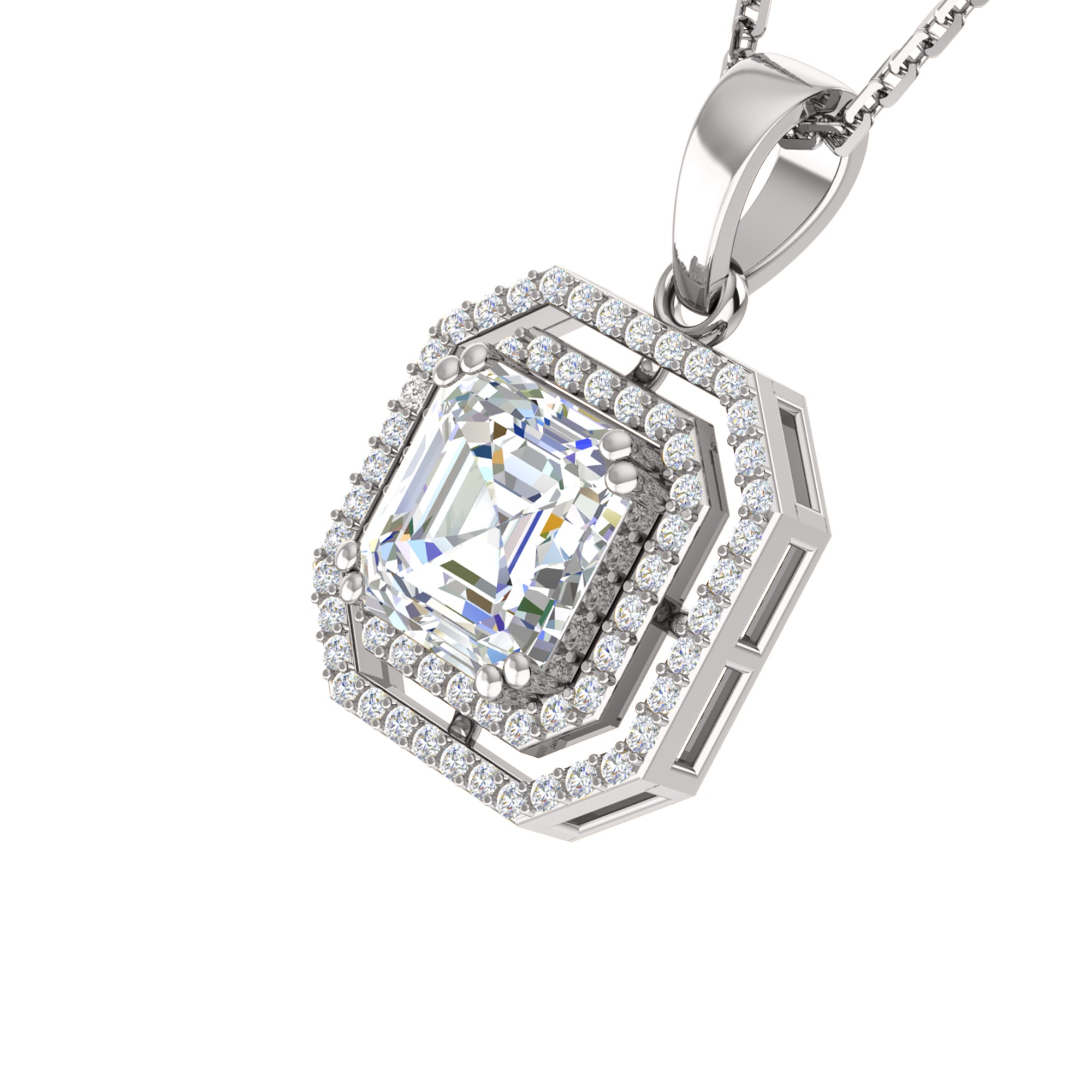 RKC 4,58 Karat Halo-Moissanit-Anhänger mit Kette, 925er Silberschmuck, 14 Karat Gelbgold vergoldet, Gewicht 5,50 g, Höhe 25,50 mm
