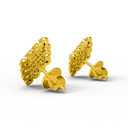 Orecchino a bottone da sposa da donna in argento sterling RKC con finitura in oro giallo 14K da 3,50 Gm, altezza 14,00 MM