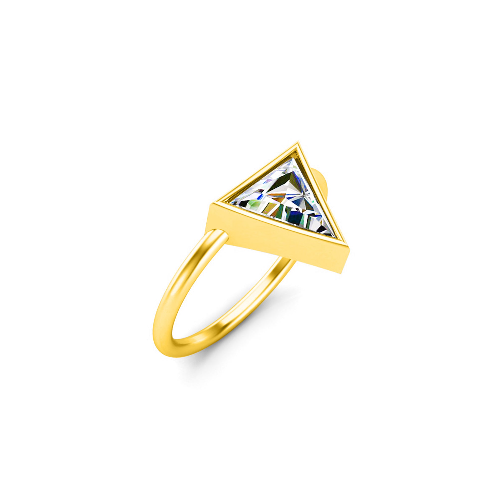 Fede nuziale da donna con taglio Trillion RKC Anello solitario in argento 925 placcato in oro bianco 14 carati Peso 2,20 g Larghezza 1,80 mm