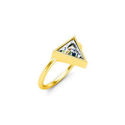 Fede nuziale da donna con taglio Trillion RKC Anello solitario in argento 925 placcato in oro bianco 14 carati Peso 2,20 g Larghezza 1,80 mm
