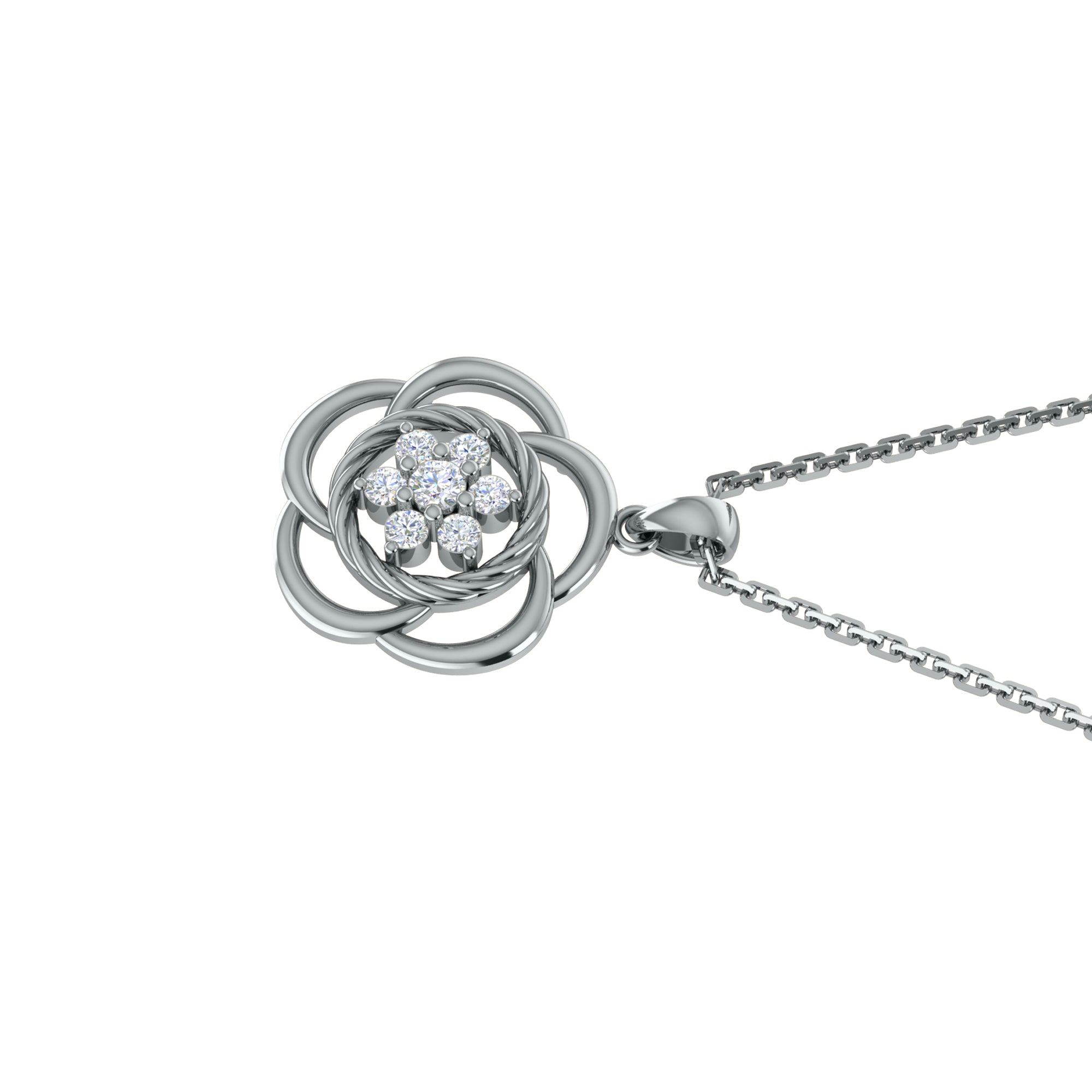 RKC 0,25 CT floraler Moissanit-Anhänger, 925er Silberschmuck, 14 Karat Roségold vergoldet, Gewicht 4,50 g, Höhe 22,00 mm