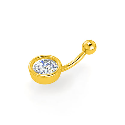 RKC JEWELRY Damen-Bauchnabel aus 925er Sterlingsilber, 14 Karat Gelbgold vergoldet, Gewicht 1,00 g, HÖHE 13 mm