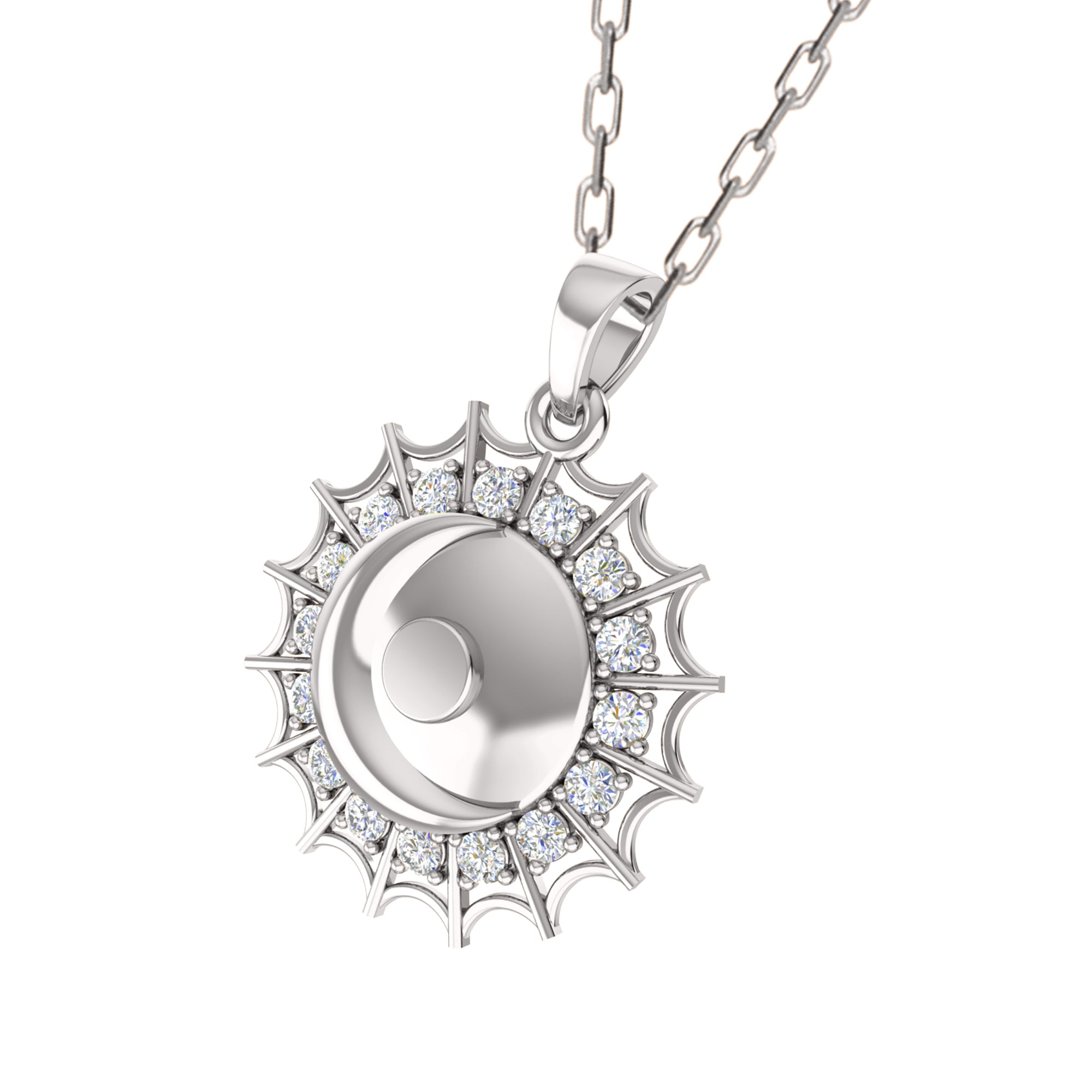 Ciondolo luna Moissanite RKC da 0,48 ct, gioielli in argento 925, placcato oro giallo 14 carati, 4,80 g, altezza 27 mm
