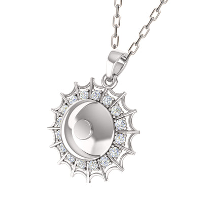Ciondolo luna Moissanite RKC da 0,48 ct, gioielli in argento 925, placcato oro giallo 14 carati, 4,80 g, altezza 27 mm
