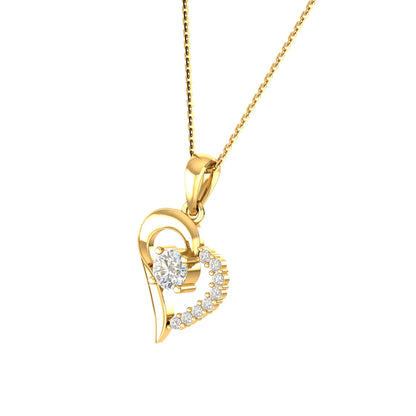 RKC Rose Gold Moissanite Heart Pendant With Link Chain Gift For Girls 925 Silver Weight 5.50 gm