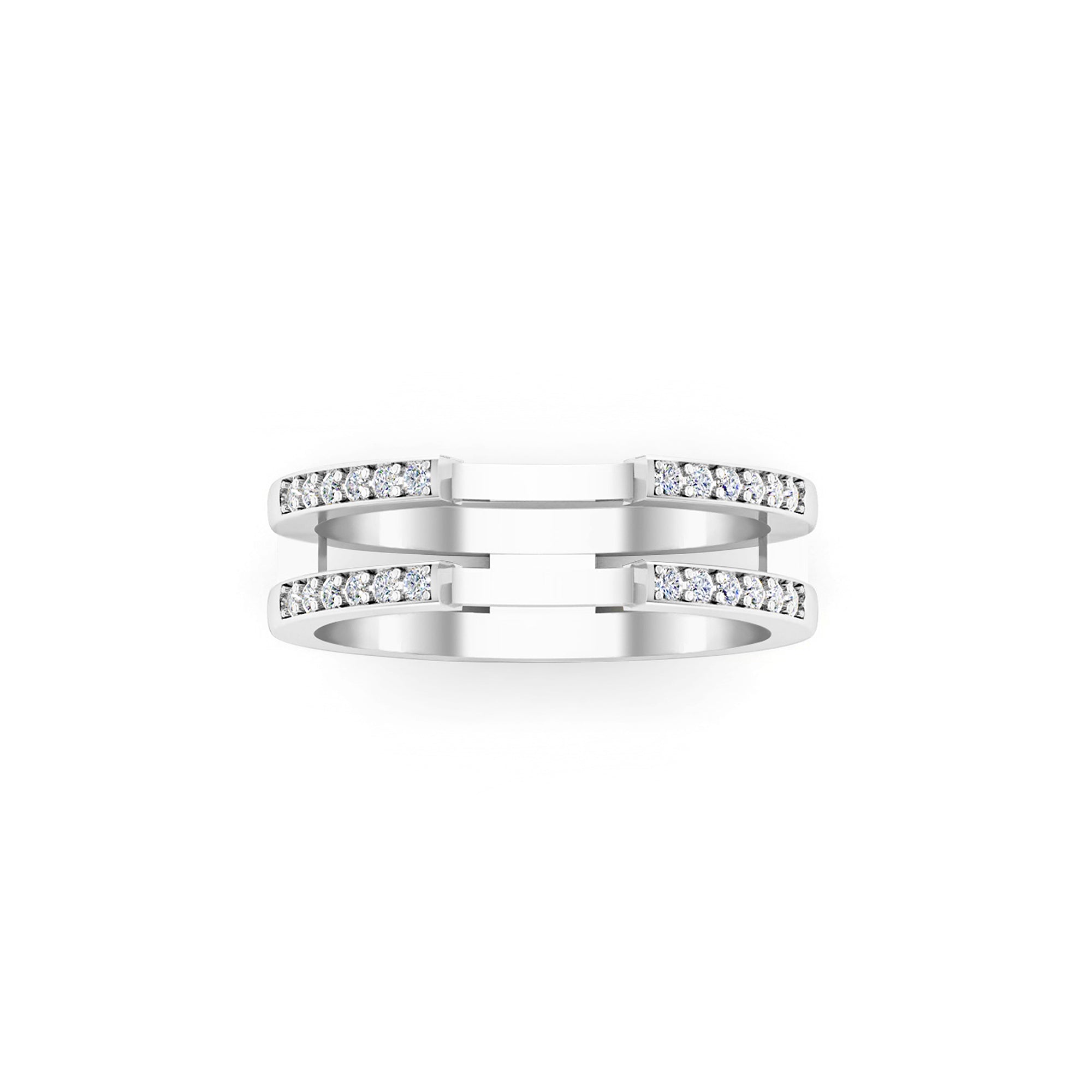 RKC 0,24 CT Fascia rinforzata con protezione avvolgente in Moissanite a taglio rotondo per donna in argento 925 Peso 4,30 g Larghezza 7,80 MM
