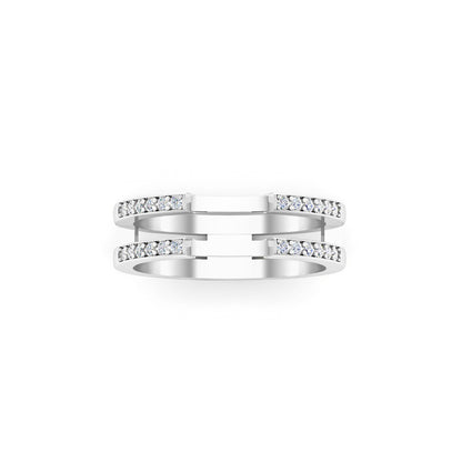 RKC 0,24 CT Fascia rinforzata con protezione avvolgente in Moissanite a taglio rotondo per donna in argento 925 Peso 4,30 g Larghezza 7,80 MM
