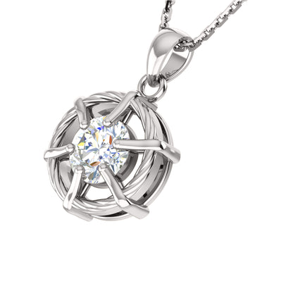 RKC 2,00 Karat Moissanit-Halo-Anhänger, 925er Silberschmuck, 14 Karat Weißgold vergoldet, Gewicht 6,50 g, Höhe 24,40 mm
