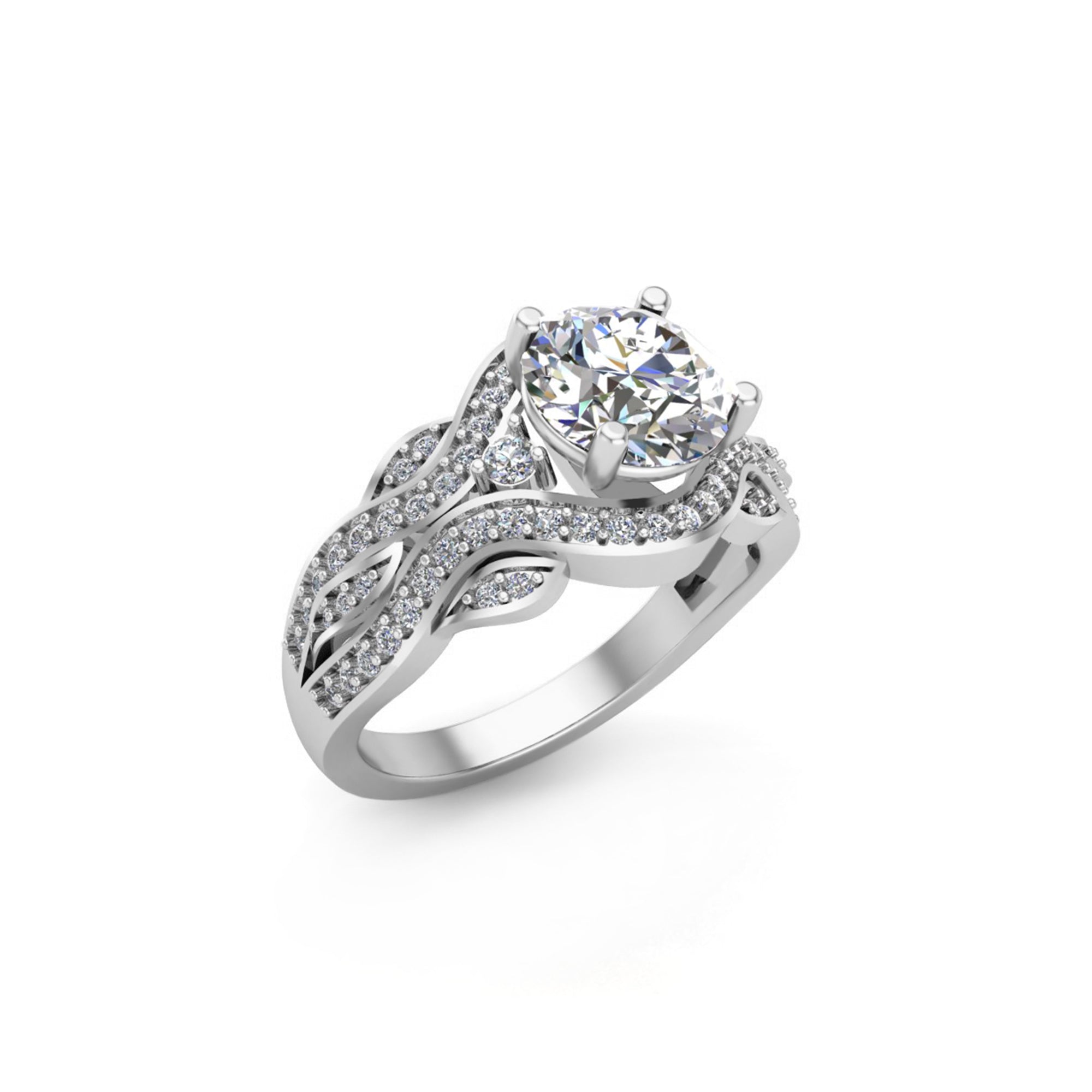 RKC 1,35 ct Moissanit Verlobungsring 925 Silber gelb/weiß/rosé vergoldet für Damen, Gewicht 3 g und Breite 2,30 mm