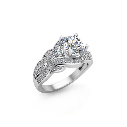 RKC 1,35 ct Moissanit Verlobungsring 925 Silber gelb/weiß/rosé vergoldet für Damen, Gewicht 3 g und Breite 2,30 mm