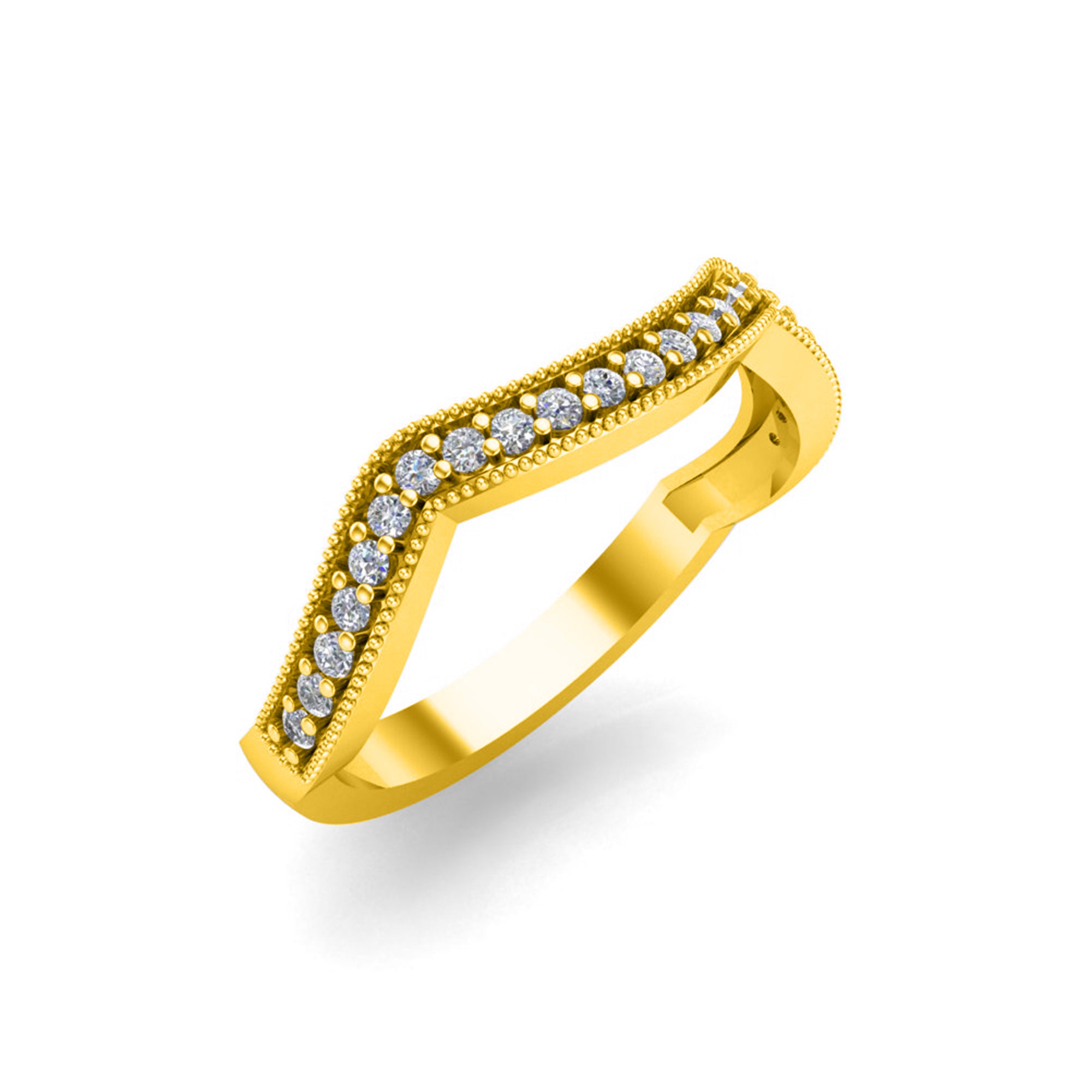 Fede nuziale curva da donna RKC Moissanite per sposa argento 925 placcato oro giallo 14 carati peso 2 g larghezza 2,50 mm