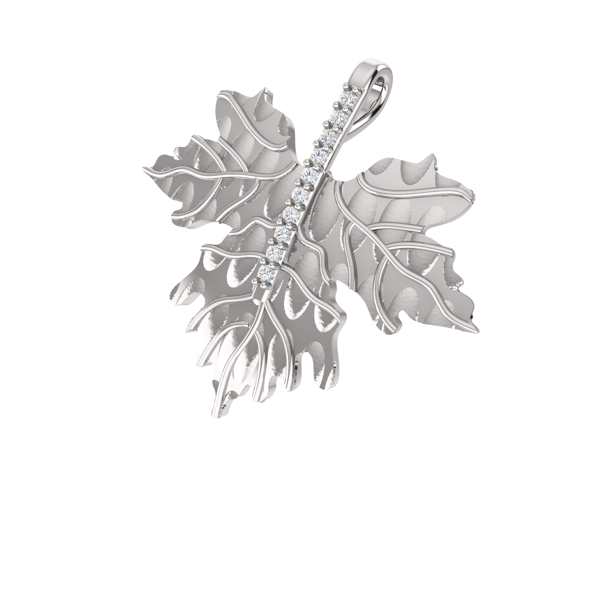 RKC 0,09 Karat Moissanit-Blatt-Anhänger, 925er Silber, Schmuck, 14 Karat Gelbgold vergoldet, Gewicht 5,60 g, Höhe 24,40 mm