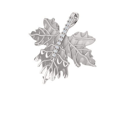 RKC 0,09 Karat Moissanit-Blatt-Anhänger, 925er Silber, Schmuck, 14 Karat Gelbgold vergoldet, Gewicht 5,60 g, Höhe 24,40 mm
