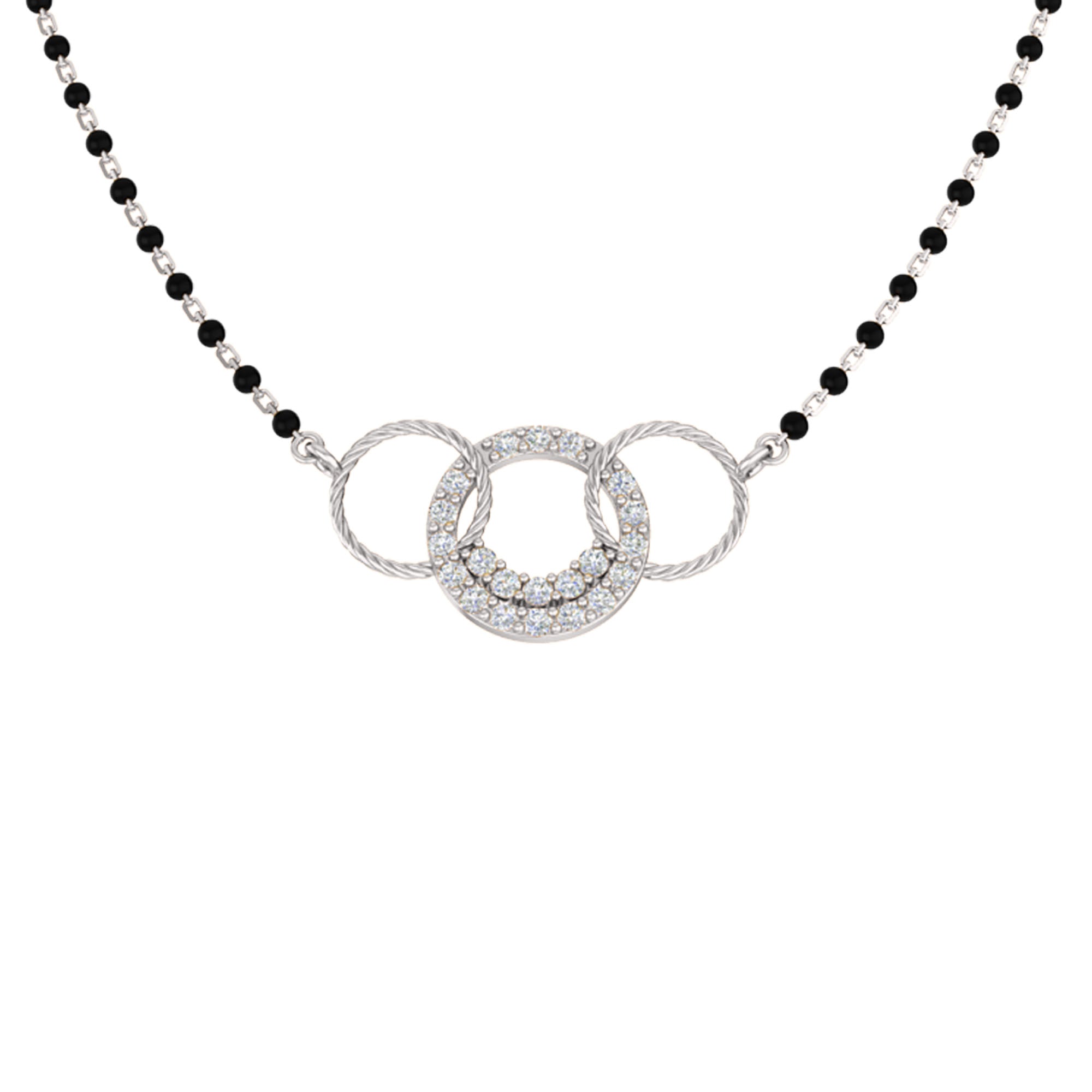 RKC 1,26 Karat Moissanit für Damen, Mangalsutra, 925er Silber, 14 Karat Gelbgold vergoldet, Produktgewicht: 4,50 g, Höhe: 15,50 mm