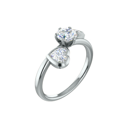 Anello di fidanzamento rotondo con tre pietre RKC in argento 925 placcato in oro giallo 14 carati per donna Peso 2,20 g