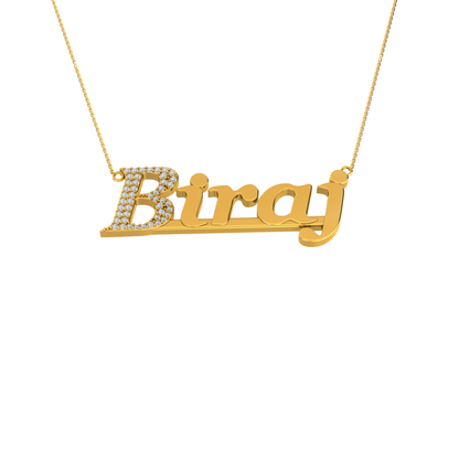 RKC Customize Initial Name Moissanite Pendant Necklace 14k Yellow Gold Plated Weight 4.2 gm