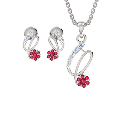 RKC 925 Silber Golden Gesamtgewicht 0,42 ct Moissanit Anhänger Gewicht 3,10 gm und Gewicht Ohrring 1,80 gm Set mit 14K Rosévergoldung