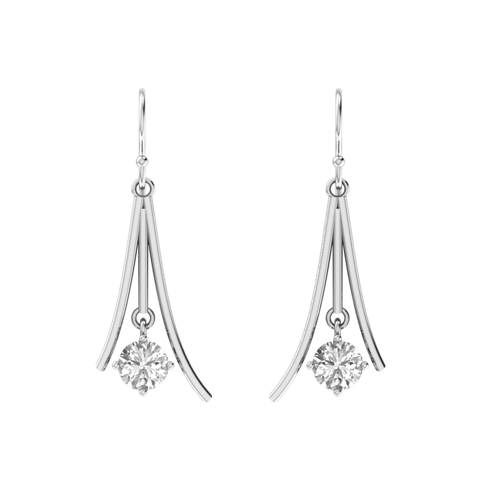 RKC Certified Moissanite Golden Drop Dangle Earrings 925 Sterling Silver Weight- 5gm