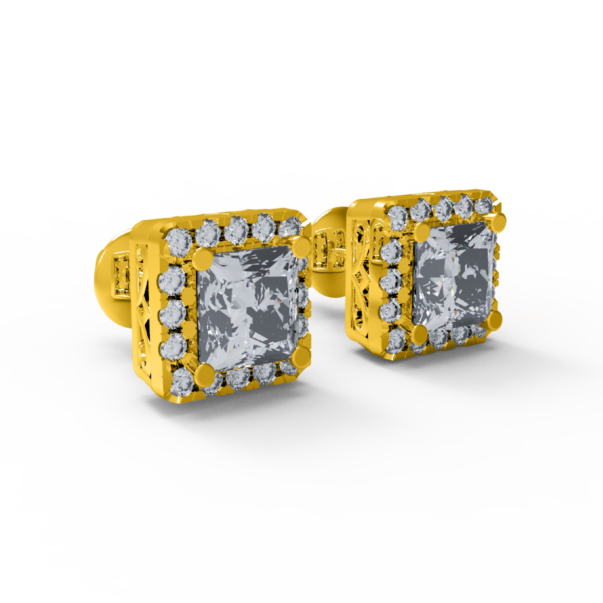 RKC Damen-Ohrring „Prinzessin“ aus 925er-Sterlingsilber, 14-karätige Rose mit einem Gesamtgewicht von 2,80 GM, Höhe 5,20 mm